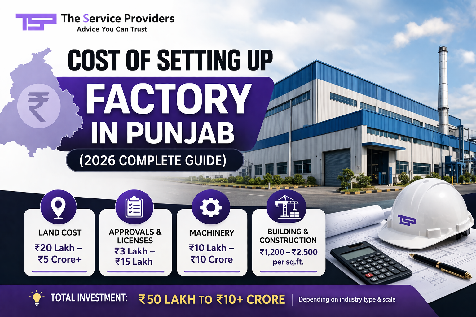 Cost of setting up factory in Punjab including land cost, approvals, machinery and construction expenses 2026 guide