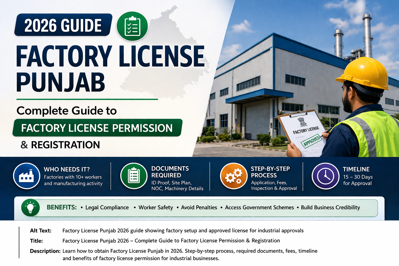 Factory License Punjab 2026 guide showing factory setup, license approval process and industrial compliance